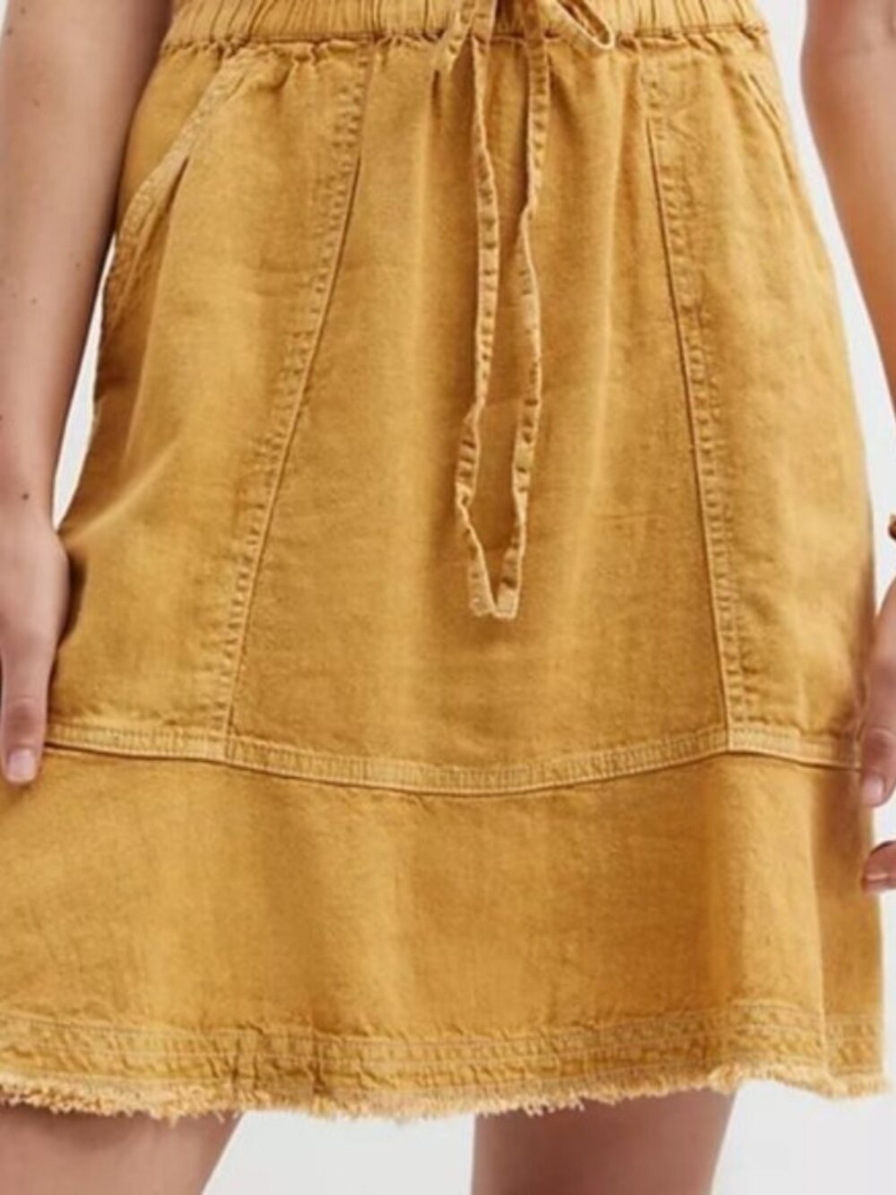 Pilcro Womens Yellow Flounced Linen Blend Mini Skirt Sz Small